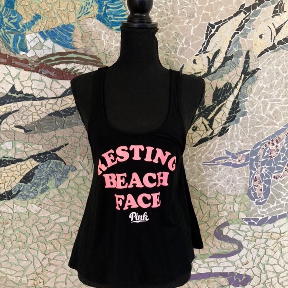 PINK “resting beach face” crop tank